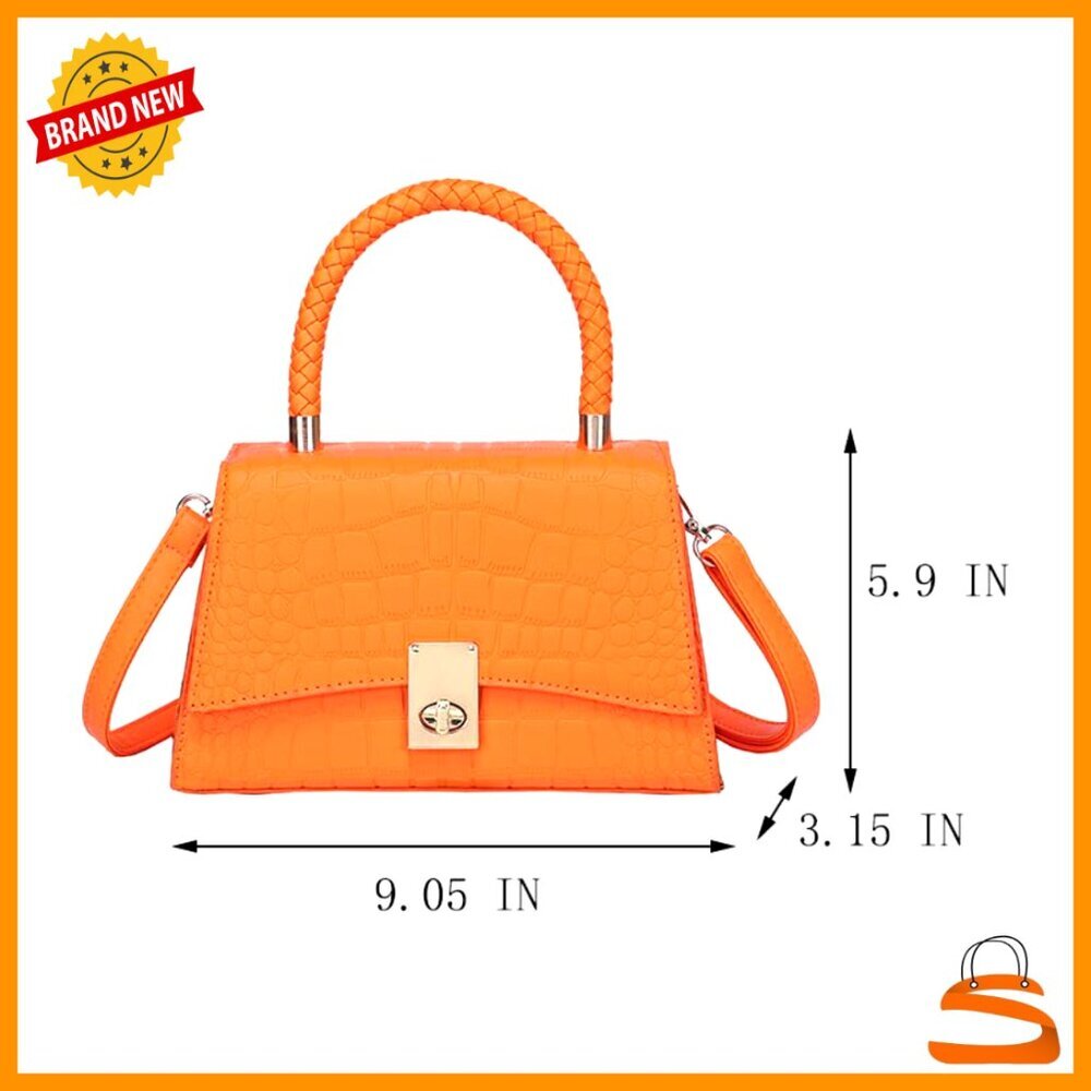 Small Crossbody Bag Mini Satchel PU Leather Classic Style Top Handle - Picture 3 of 4